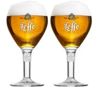 Leffe - Bicchieri da 33 cl (set di 2) a "stelo lungo" + 2 sottobicchieri Leffe