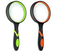 Leffis Lente d'ingrandimento per anziani e bambini, ingrandimento 10x, lente d'ingrandimento antiscivolo per lettura, lente d'ingrandimento da 75 mm per lavoro stretto e osservazione hobby, verde e