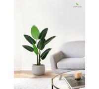 Leflos 120cm pianta artificiale di uccello del paradiso con 8 foglie regolabili, Strelitzia reginae Aiton viva solo per uso interno, 1 pezzo