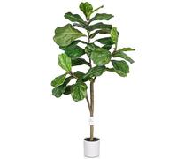Leflos 120cm Pianta Artificiale Fiddle Leaf Fig Tree Indoor, Tropical Ficus pandurata Hance, Albero di Ficus con ramo e foglie regolabili, decorazione per soggiorno, ufficio, festival & festa