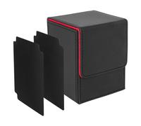 LEFOR·Z Deck Box con due Piastra di Partizione,Deck Box Magic con Capacità di 100 Carte Collezionabili,Magnetic Flip per Carte da Collezione MTG,TCG,Yugioh,Commander,Trading Card Games,Nero Rosso