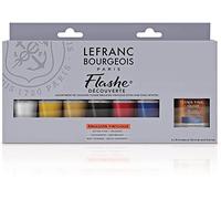 Lefranc Bourgeois Acrilico Flashe - Assortimento Di 6 Tubi Da 20ml + Vernice Finale Opaca 120ml