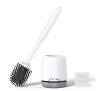 Lefree Scopino e supporto per WC in silicone, set di spazzole per la pulizia del bagno, manico antiscivolo con setole morbide in TPR, montaggio a parete/pavimento