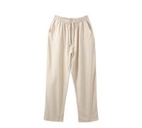 Left Girl Autunno Estate Taglie Forti Vintage Pantaloni Dritti da Uomo 5XL 6XL 7XL 8XL 9XL Pantaloni Elasticizzati da Uomo in Lino di Cotone di Grandi Dimensioni,Albicocca,4XL