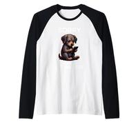 Left Swipe Type Funny Online Incontri App Carino Puppy Dog Maglia con Maniche Raglan