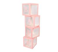 Leftwei Kit Scatola Trasparente per Palloncini da 4 Pezzi per Decorazioni per Proposte e Feste di Compleanno - Lettere Incluse e Facile da Montare (PINK)