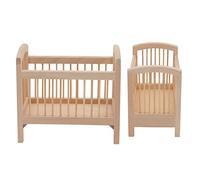 Leftwei Letto per Bambola Realistico in Legno per Culla in Miniatura per la Decorazione della Casa delle Bambole, Scala 1/12, Adatto per la Camera dei Bambini, 11,4x7,1x10,2 Cm