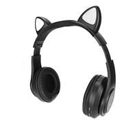 Leftwei LXB39A Auricolare Bluetooth Cat Ear Cuffie per Bambini Regolabili e Carine per Un'esperienza di Ascolto Divertente in Rosa (BLACK)