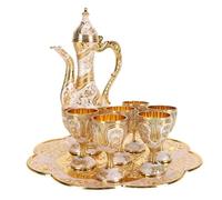 Leftwei Set da tè Turco Vintage Elegante Set di Tazze da tè in Lega di Zinco con Vassoio da per Decorazioni per L'home Office da in Lega di Zinco (bianco oro)