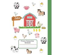 Lefty Kids Writing Notebook - Draw and Write Primary Notebook for K-2 Kids - Farm Animals Theme - Right Side Binding, Dotted Midline & Picture Space - School / Homeschool