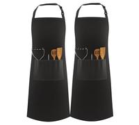 LEFUNDA® 2 grembiuli da cucina impermeabili con 3 tasche, regolabili, spalline lunghe per barbecue, per uomo e donna, cucina, ristorante, bar