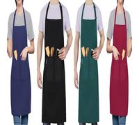 LEFUNDA® 4 Grembiuli da Cucina, Impermeabile con 3 Tasche, Barbecue, Regolabili con Cinghie Lunghe, per Uomo e Donna, Cucina, Barbecue, Ristorante, Bar, Grill, Cameriere, Chef, Nero, Blu, Rosso, Verde
