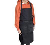 LEFUNDA® Grembiule da Cucina, Grembiule impermeabile con 3 Tasche, Grembiule da Barbecue, Regolabile con Nastri Lunghi, Per Uomo e Donna, Cucina, BBQ, Ristorante, Caffè, Scuola, Bambino, Nero