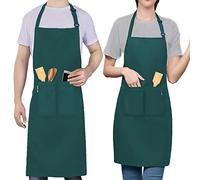 LEFUNDA® Grembiule da Cucina, Grembiule impermeabile con 3 Tasche, Grembiule da Barbecue, Regolabile con Nastri Lunghi, Per Uomo e Donna, Cucina, BBQ, Ristorante, Caffè (Verde)