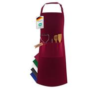 LEFUNDA® Grembiule da Cucina, Grembiule impermeabile con 3 Tasche, Grembiule da Barbecue, Regolabile con Nastri Lunghi, Per Uomo e Donna, Cucina, BBQ, Ristorante, Caffè (Rosso)