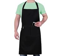 LEFUNDA® Grembiule da Cucina, Grembiule impermeabile con 3 Tasche, Grembiule da Barbecue, Regolabile con Nastri Lunghi, Per Uomo e Donna, Cucina, BBQ, Ristorante, Caffè, Grigliata, Cameriere, Chef.