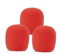 LEFXMOPHY Filtro antipop SM58, ricambio in schiuma per microfono vocale Shure SM58 SM48, copertura a vento rossa con cancellazione del rumore, confezione da 3