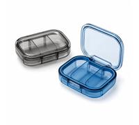LEFZUR 2 Cajas Pastillas 3 Compartimentos Gris y Azul,Pastillero Compacto Plástico Irrompible con Anillo Sellado,Organizador Medicamentos Uso Diario,Fácil Abrir y Cerrar,para Viajes y Personas Mayores