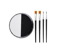 LEFZUR 5 Pezzi Kit Trucco Halloween Viso, Pittura per Viso Nero e Bianco a Base d'Acqua, 4 Pennelli Inclusi, Face Painting per Adulti, Carnevale, Teatro, Body Paint, Atossico