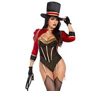 Leg Avenue 2 pezzi Ravishing Ringmaster, include orsetto giarrettiera con cavallo a scatto e coda in velluto attaccato e cappello a cilindro, multicolore, grande