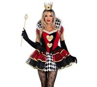 Leg Avenue 2 pezzi Regina di cuori, include abito a strati con colletto rialzato, sottoveste integrata e corona, multicolore, XL
