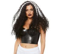 Leg Avenue 29"""" Long curly wig. Blk/White Color