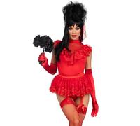 Leg Avenue 3 pezzi Beetle Babe, include body giarrettiera in pizzo volant, fiocco pin-on trambusto e velo, rosso, S