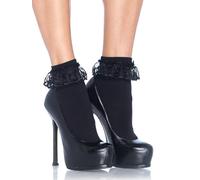 LEG AVENUE - CALZINI NERI CON VOLANT DECORATIVO