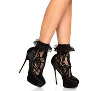 LEG AVENUE - CALZE IN PIZZO CON VOLANT NERO