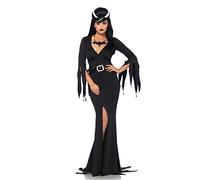 Leg Avenue-3pc.Immortal Mistress,Deep-v Body Hugging Dress,Belt,Bat Necklace Racconti dalla Cripta Travestimento, Tinta Unita, Colore Nero, Size: S/M (UK 8-10), 85571-00104-Sml/Med-Blck-Blck-Sml/Med