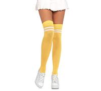 Leg Avenue 6919 - Ribbed Athletic Thigh Highs, taglia unica, giallo bianco