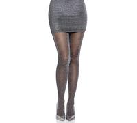 Leg Avenue Lurex Sheer Collant, 10 den, Schwarzes Silber, Taglia Unica Donna