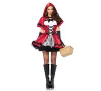 Leg Avenue 85230 - Costume per travestimento da Cappuccetto Rosso Gotico, Donna, Rosso/Bianco, 42 IT