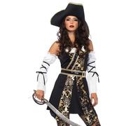 Leg Avenue 8556301054 Black Sea Buccaneer - Costume da Pirata, Nero/Oro, Taglia: S (EUR 34-36)