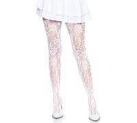 Leg Avenue Seamless Floral Lace Tights White