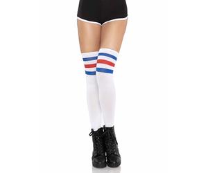 Leg Avenue Athlete Over The Knee Socks, Bianco/Blu/Rosso, Taglia Unica