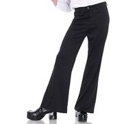 Leg Avenue- Bell Bottom Disco 70s Pants Travestimento, Tinta Unita, Colore Nero, Size: S/M (UK 8-10), 86641 00105-001-SML/MED