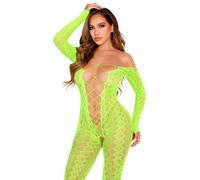 Leg avenue - bodystocking senza cavallo exotic snake lace neon green