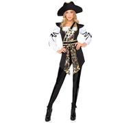 Leg Avenue Buccaneer Babe Pirate Tunic Costume for Women - Size M - Black & Gold