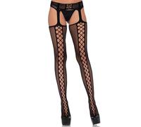 Leg Avenue CALZE A RETE CON REGGICALZE angenaehtem, taglia unica, colore: nero