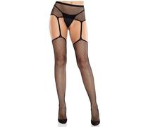Leg Avenue - Calze a Rete Nere con Croce e Reggicalze Taglia Unica