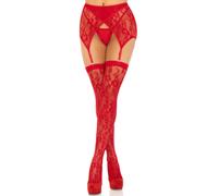Leg Avenue Lace Thigh Highs & Garterbelt 1608 Red