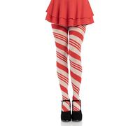 Leg Avenue Candy Striped Pantyhose, Bianco Rosso, Taglia Unica