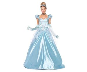 LEG AVENUE Classico costume da Cenerentola da donna, set con abito da ballo | Set da principessa da 3 pezzi: splendido abito da ballo turchese con tulle glitterato, elegante cerchietto e girocollo nero.