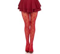 Leg Avenue Collant a rete da donna con cuore colpito, Rosso, taglia unica