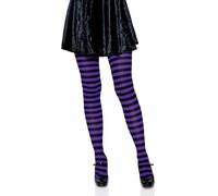 Leg Avenue - Collant a righe per taglie comode, L, colore: Nero/Viola