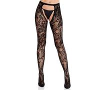 Leg avenue - calze in pizzo rosa con schiena aperta nere