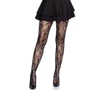 Leg Avenue Seamless Floral Lace Tights Black