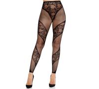 Leg avenue - collant senza piede in pizzo e trasparente nero