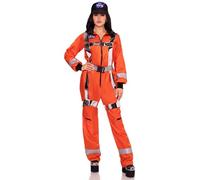 Leg Avenue Cosmic Astronaut Zip-Up Jumpsuit Costume for Women - Size M - Orange